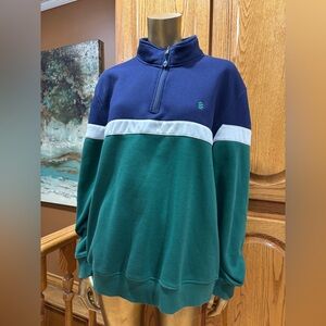 Izod Blue and Green Zip-Up Sweater